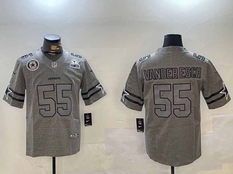 Men Dallas Cowboys #55 Vanderesch Grey Throwback 2024 Nike Limited NFL Jersey style 4